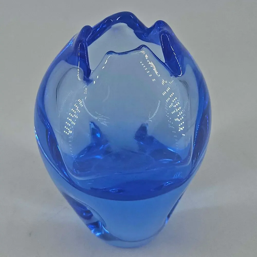 Czech Studio Art Hand Blown  glass dimpled Heavy Vase